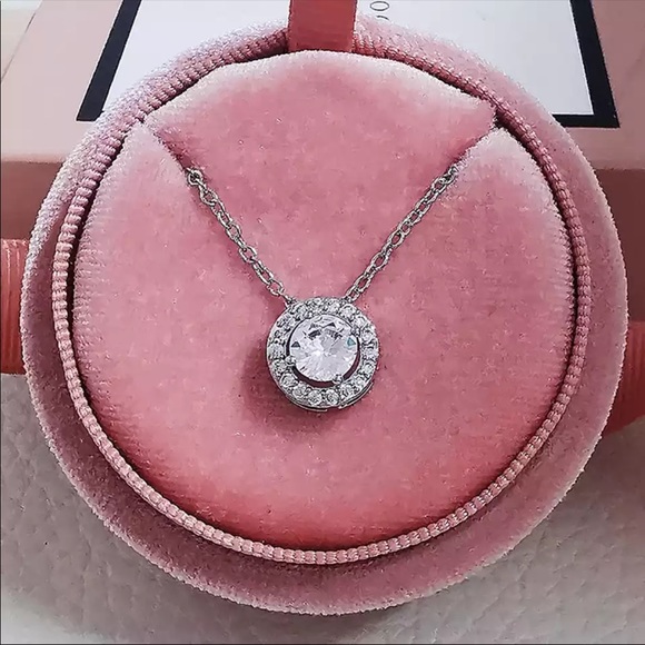 New Women’s 925 Silver Beautiful Round Diamond Lovepromise Necklace - Picture 5 of 6